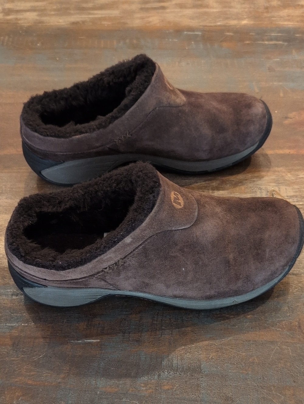 Merrell Encore Ice Bracken Brown Suede Fur Lined Slide On Clog - Women's 8.5 - Picture 4 of 9